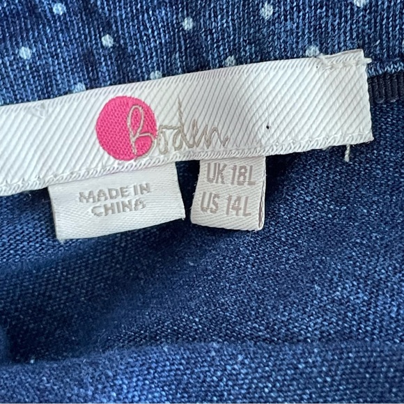 Boden Blue Button-Up Polka Dot Dress Denim look size 14 - Picture 13 of 13